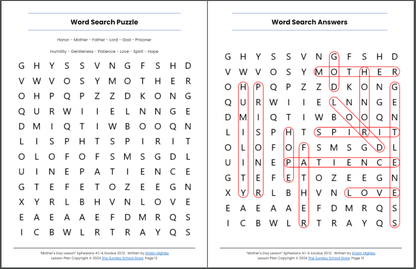Mother's Day Sunday School Lesson (Ephesians 4:1-4) Kids' Bible Lesson & Activities