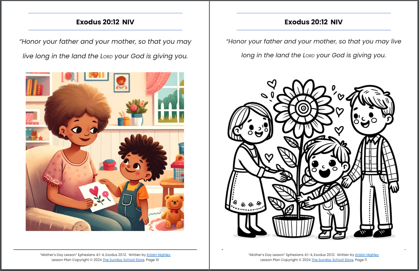 Mother's Day Sunday School Lesson (Ephesians 4:1-4) Kids' Bible Lesson & Activities