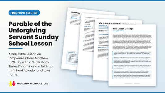 Parable of the unforgiving servant Sunday School lesson free printable PDF, lesson pages on forgiveness from Matthew 18