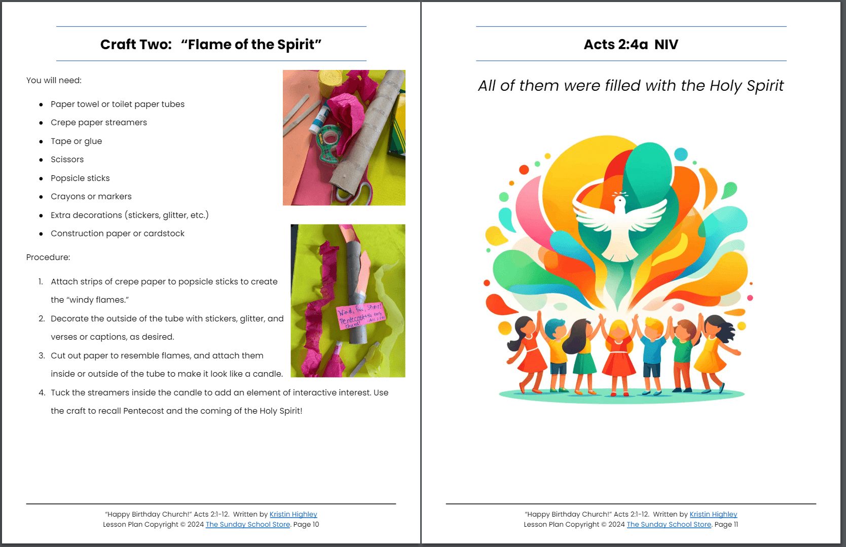 Happy Birthday Church (Acts 2:1-21) Pentecost Sunday School Lesson & A ...