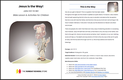 Jesus is the Way (John 14:1-14) Printable Bible Lesson & Sunday School Activities