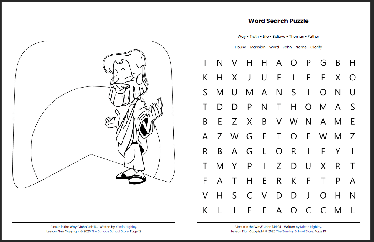 jesus-is-the-way-john-14-1-14-printable-bible-lesson-sunday-school-sunday-school-store for Free Printable Bible Study On The Book Of John Jesus is the Way (John 14:1-14) Printable Bible Lesson & Sunday School – Sunday School Store for Free Printable Bible Study On The Book Of John