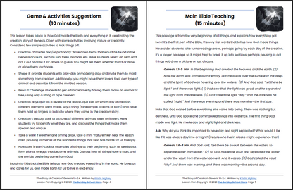 In the Beginning God Created (Genesis 1:1-2:4) Printable Bible Lesson & Sunday School Activities