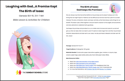 Laughing With God (Genesis 18:1-15, 2:1-7) Printable Bible Lesson & Sunday School Activities