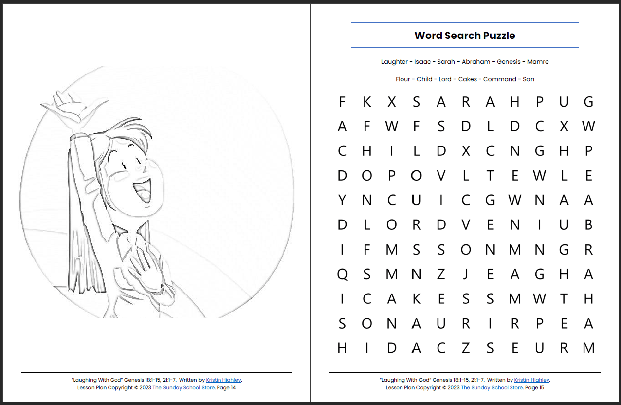 Laughing With God (Genesis 18:1-15, 2:1-7) Printable Bible Lesson & Sunday School Activities