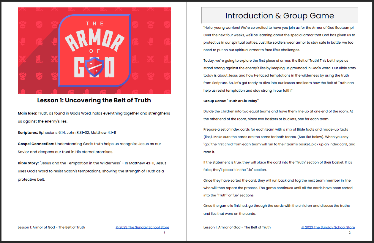The Armor of God: 6-Lesson Sunday School Curriculum