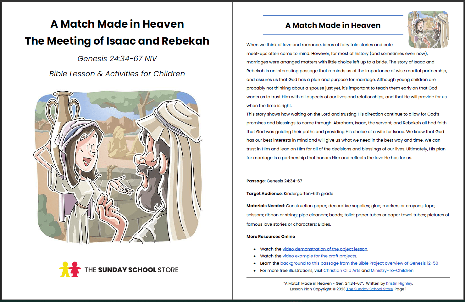 Isaac and Rebekah (Genesis 24) Printable Bible Lesson & Sunday School – Sunday School Store isaac-and-rebekah-genesis-24-printable-bible-lesson-sunday-school-sunday-school-store