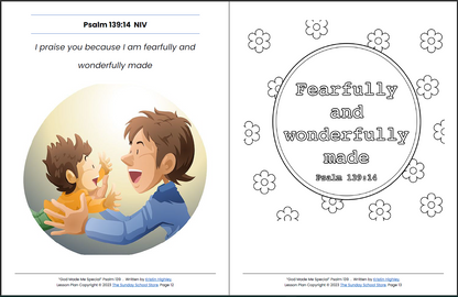 God Made Me Special (Psalm 139) Printable Bible Lesson & Sunday School Activities
