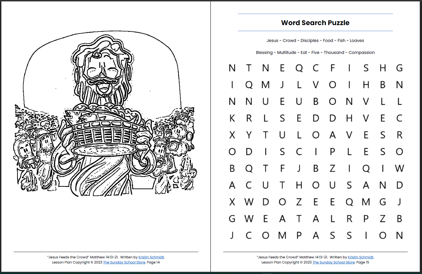 Jesus Feeds the Five Thousand (Matthew 14:13-21) Printable Bible Lesso – Sunday School Store jesus-feeds-the-five-thousand-matthew-14-13-21-printable-bible-lesso-sunday-school-store