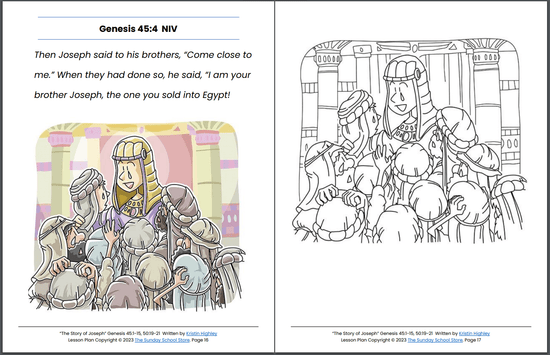 The Story of Joseph (Genesis 45:1-15, 50:19-21) Printable Bible Lesson ...