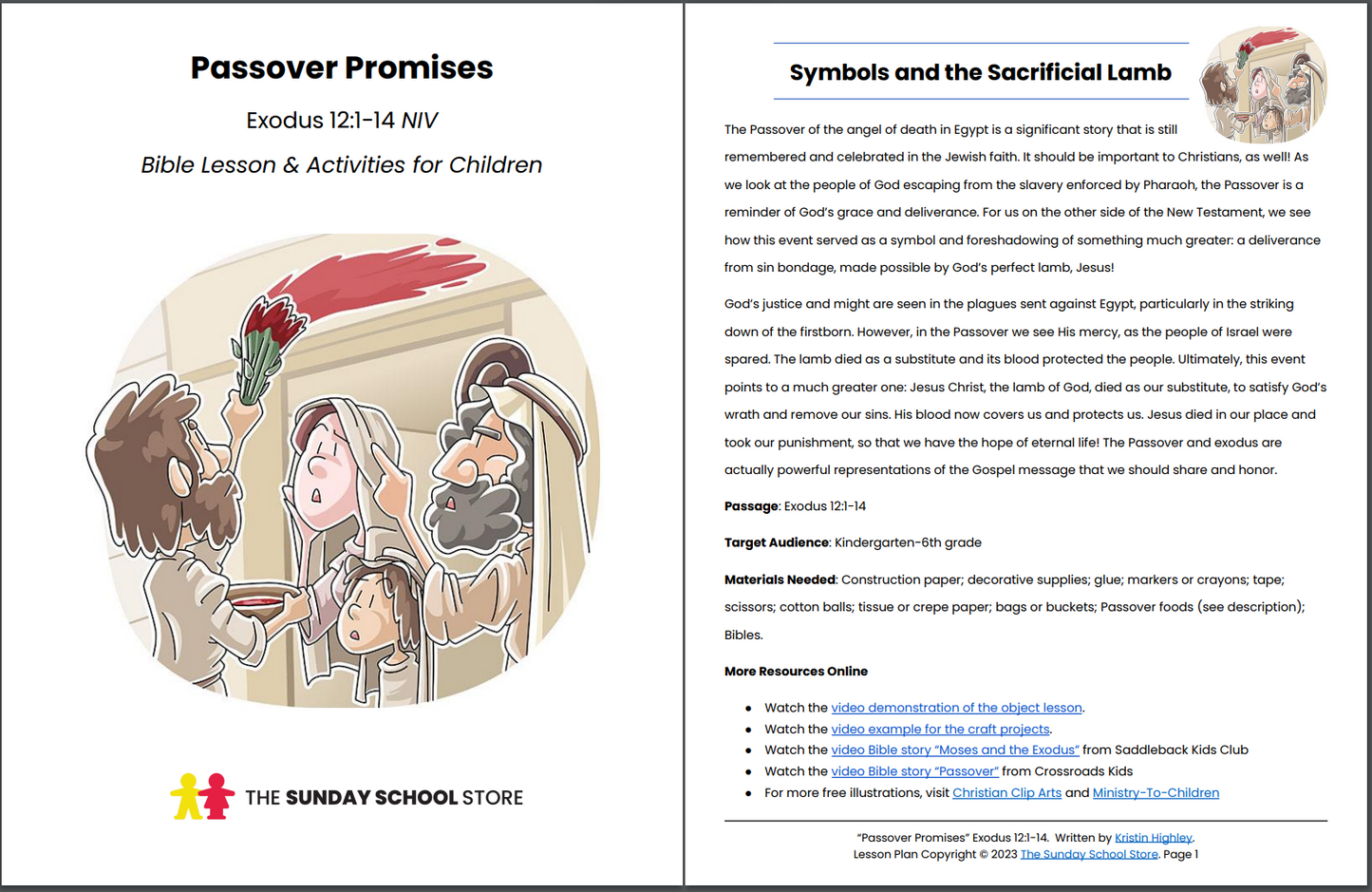 Passover Promises (Exodus 12:1-14) Printable Bible Lesson & Sunday School Activities