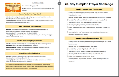 Pumpkin Prayer Challenge: 4-Lesson Sunday School Curriculum for Kids