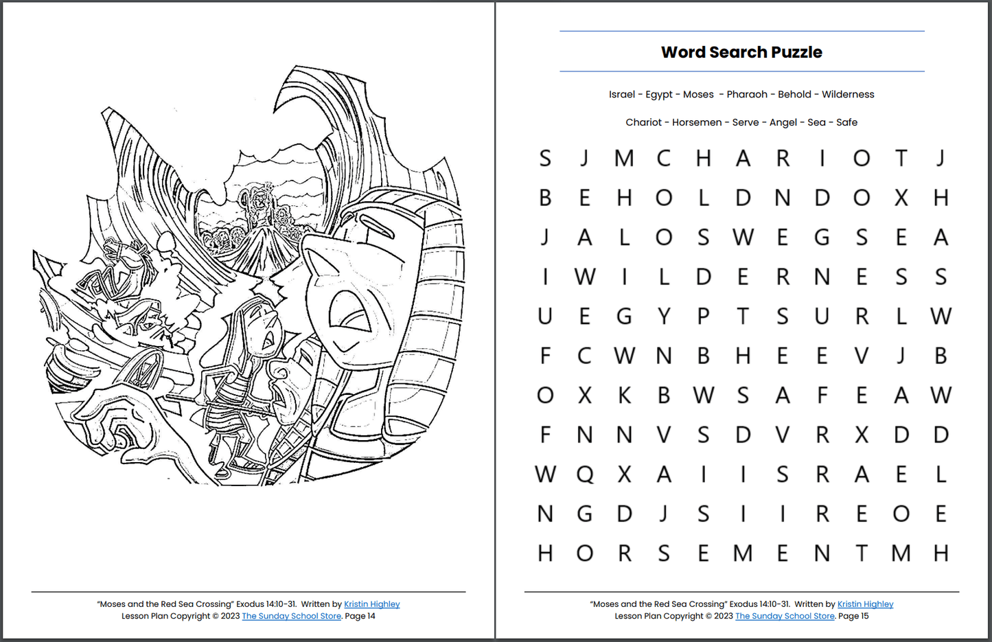 Moses and the Red Sea Crossing (Exodus 14:10-3)1Printable Bible Lesson & Sunday School Activities