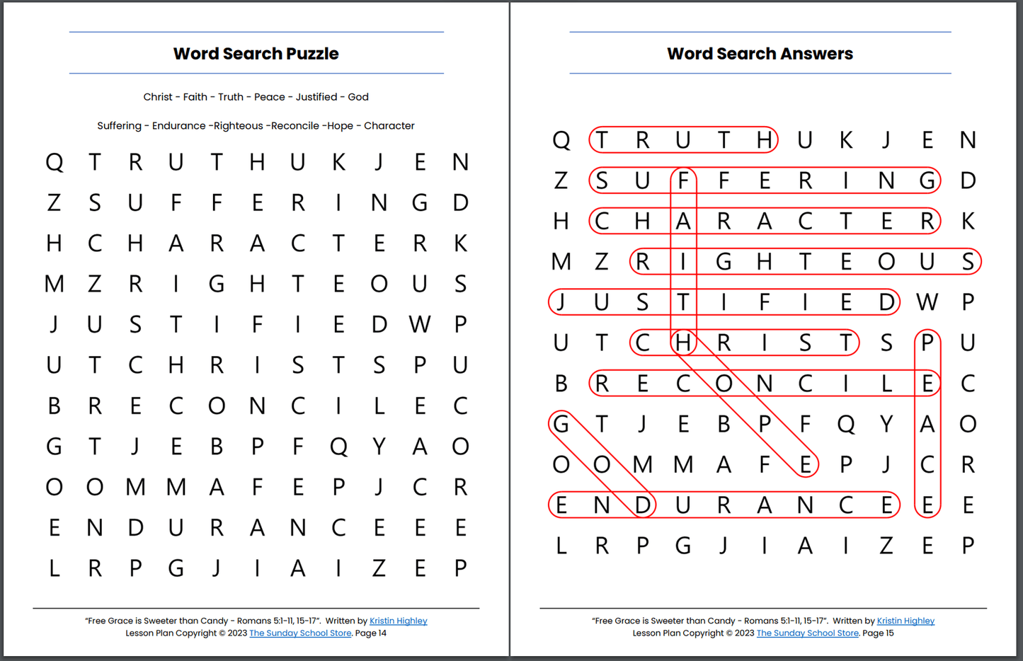 Free Grace is Sweeter than Candy (Romans 5:1-11, 15-17) Printable Bible Lesson & Sunday School Activities