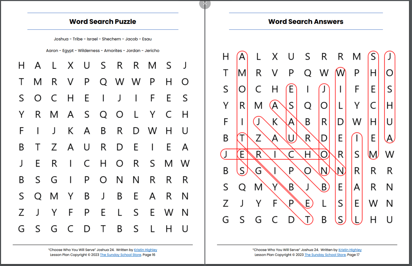 Choose Who You Will Serve (Joshua 24) Printable Bible Lesson & Sunday School Activities