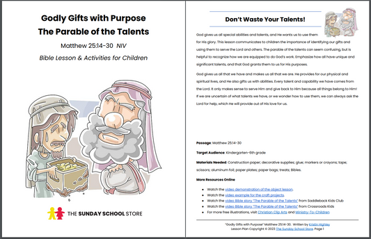 Parable of the Talents (Matthew 25:14-30) Printable Bible Lesson & Sunday School Activities