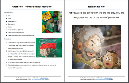 In the Potter's Hands (Isaiah 64:1-9) Printable Bible Lesson & Sunday School Activities