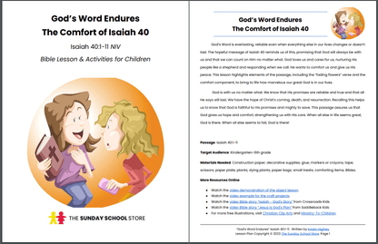 God's Word Endures (Isaiah 40:1-11) Printable Bible Lesson & Sunday School Activities