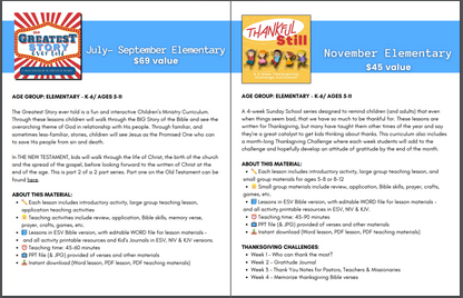 NEW 52-Week Sunday School Curriculum Bundle for 2024 (Preschool and Elementary)