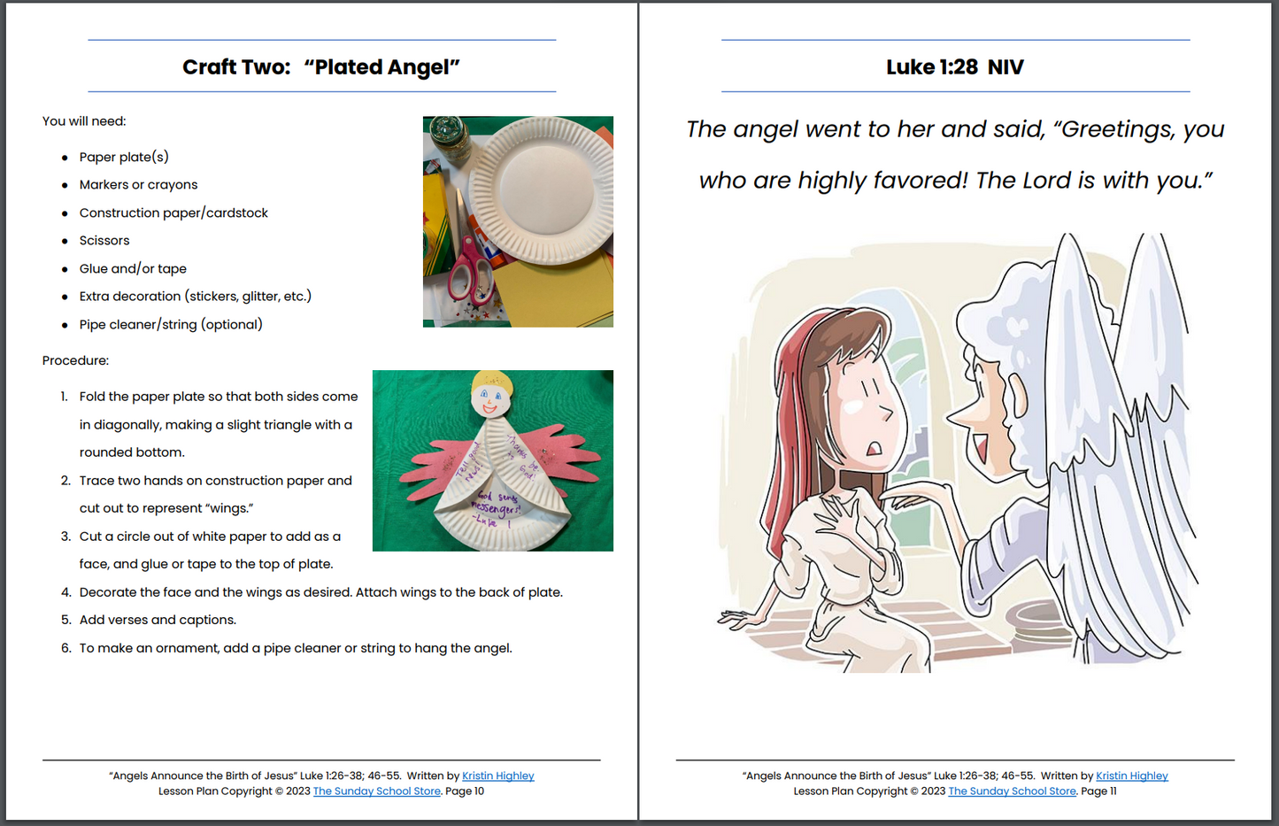 Angels Announce the Birth of Jesus (Luke 1:26-38; 46-55) Printable Bible Lesson & Sunday School Activities