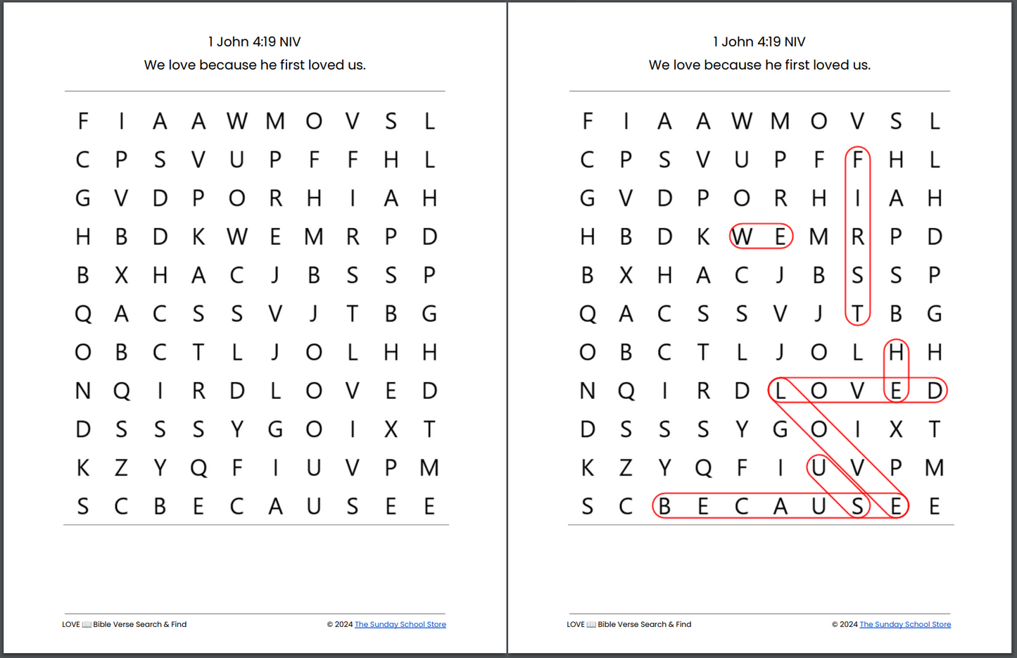 10 Free LOVE 💖  Valentine's Day Bible Word Search Puzzles [PDF Printable Download]