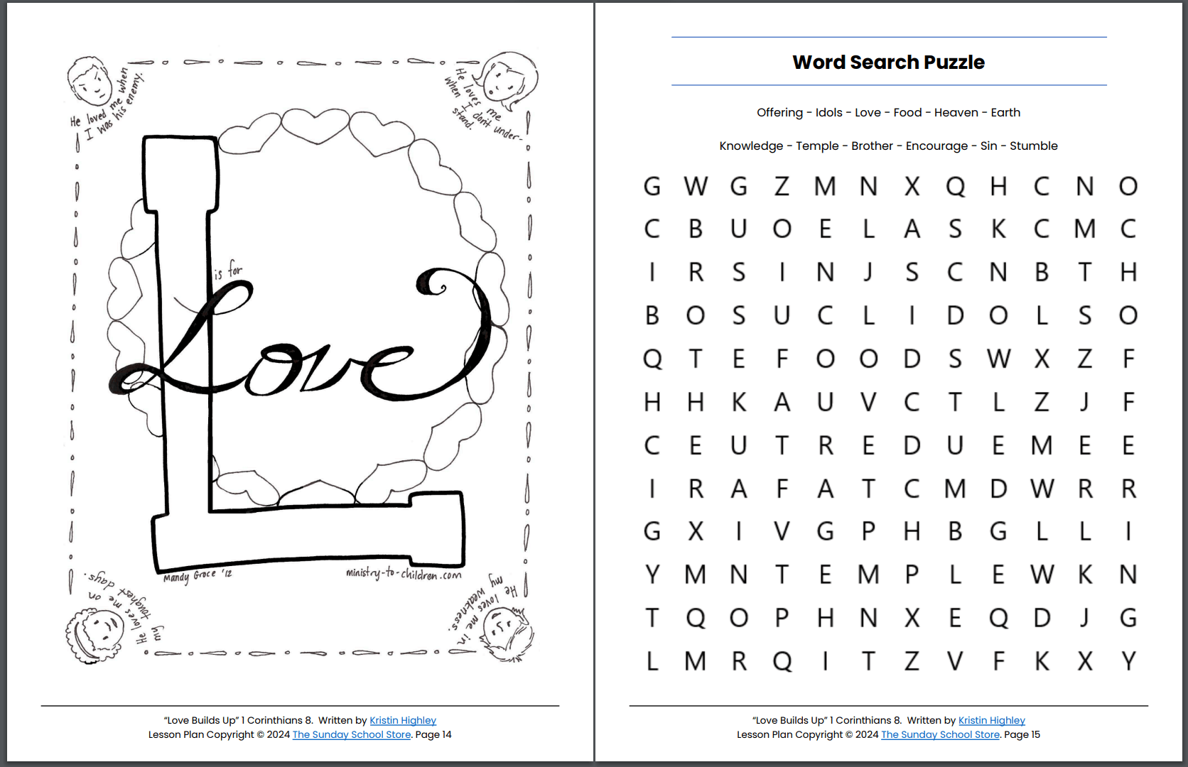 Love Builds Up (1 Corinthians 8:1-13) Printable Bible Lesson & Sunday – Sunday School Store love-builds-up-1-corinthians-8-1-13-printable-bible-lesson-sunday-sunday-school-store