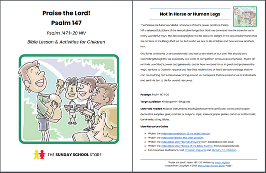 Praise the Lord! (Psalm 147:1-20) Printable Bible Lesson & Sunday School Activities PDF