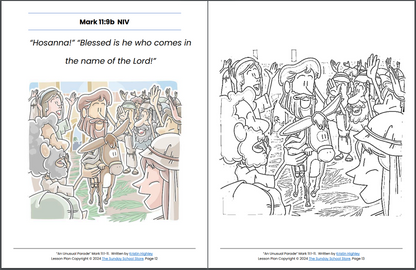 Triumphal Entry of Palm Sunday (Mark 11:1-11) Printable Bible Lesson & Sunday School Activities PDF