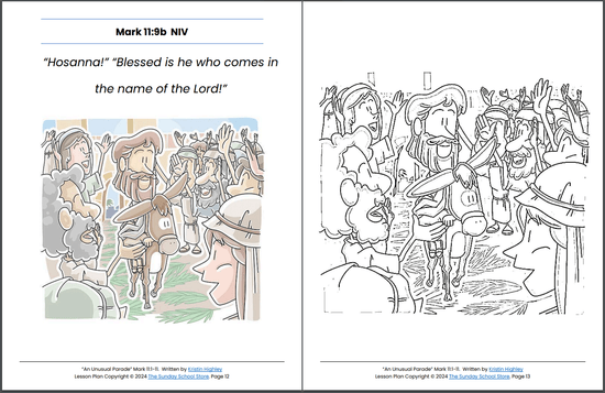Triumphal Entry of Palm Sunday (Mark 11:1-11) Printable Bible Lesson ...