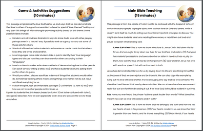 Love in Action (1 John 3:16-24) Kids' Bible Lesson & Sunday School Activities PDF