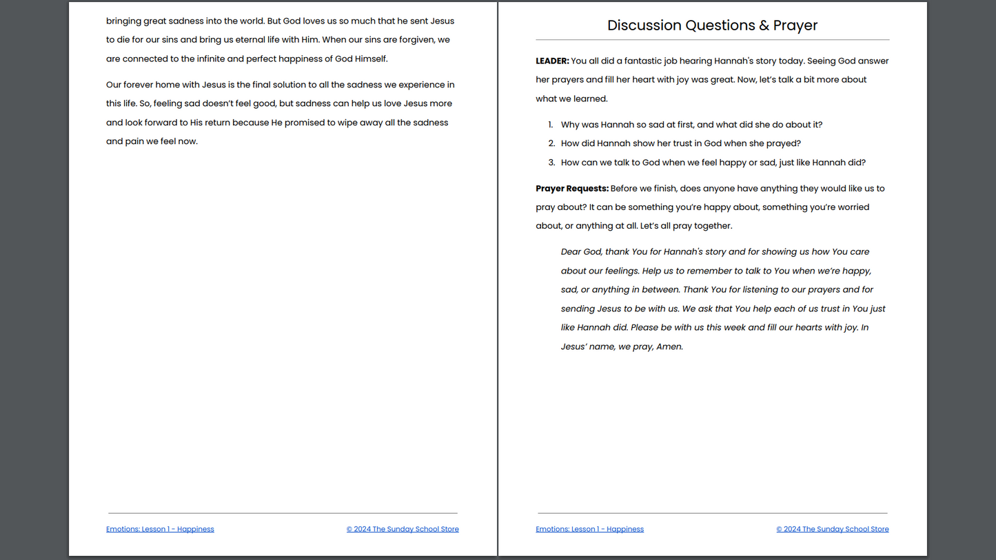Hannah's Joyful Surprise (1 Samuel 1:1-20) Free Sunday School Lesson on Happiness