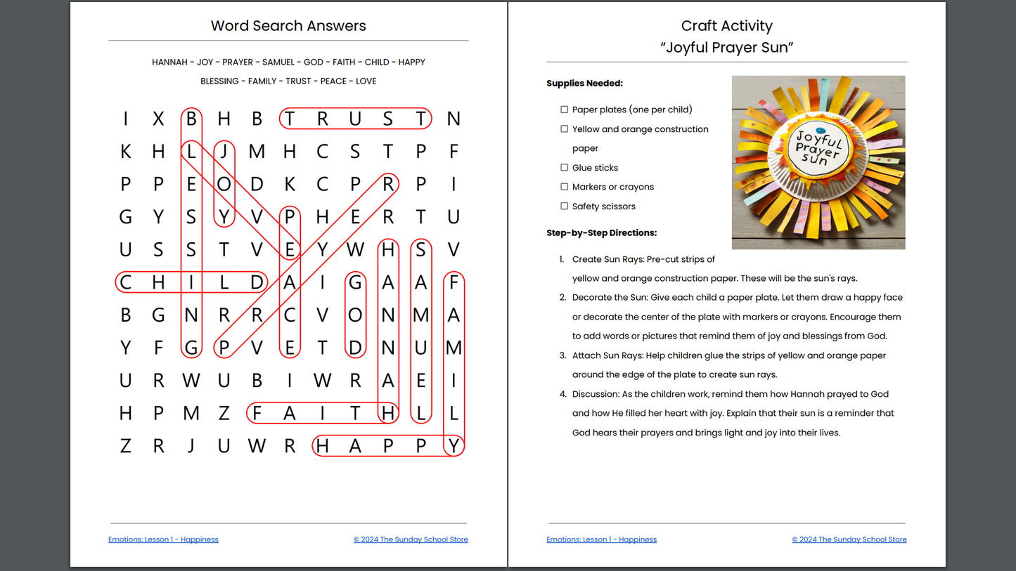 Hannah's Joyful Surprise (1 Samuel 1:1-20) Free Sunday School Lesson on Happiness