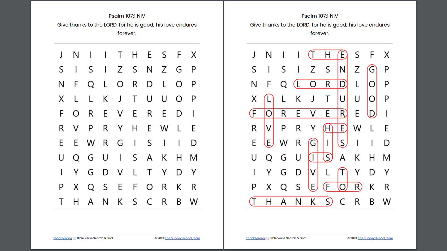 10 Free Thanksgiving 🦃 Bible Word Search Puzzles [PDF Printable Download]