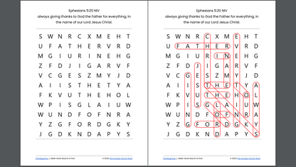 10 Free Thanksgiving 🦃 Bible Word Search Puzzles [PDF Printable Download]