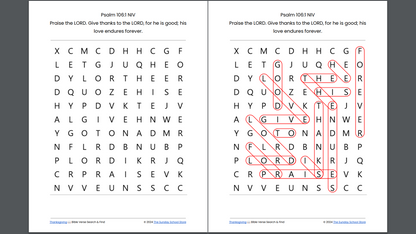 10 Free Thanksgiving 🦃 Bible Word Search Puzzles [PDF Printable Download]