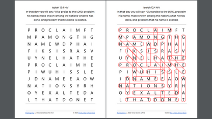 10 Free Thanksgiving 🦃 Bible Word Search Puzzles [PDF Printable Download]