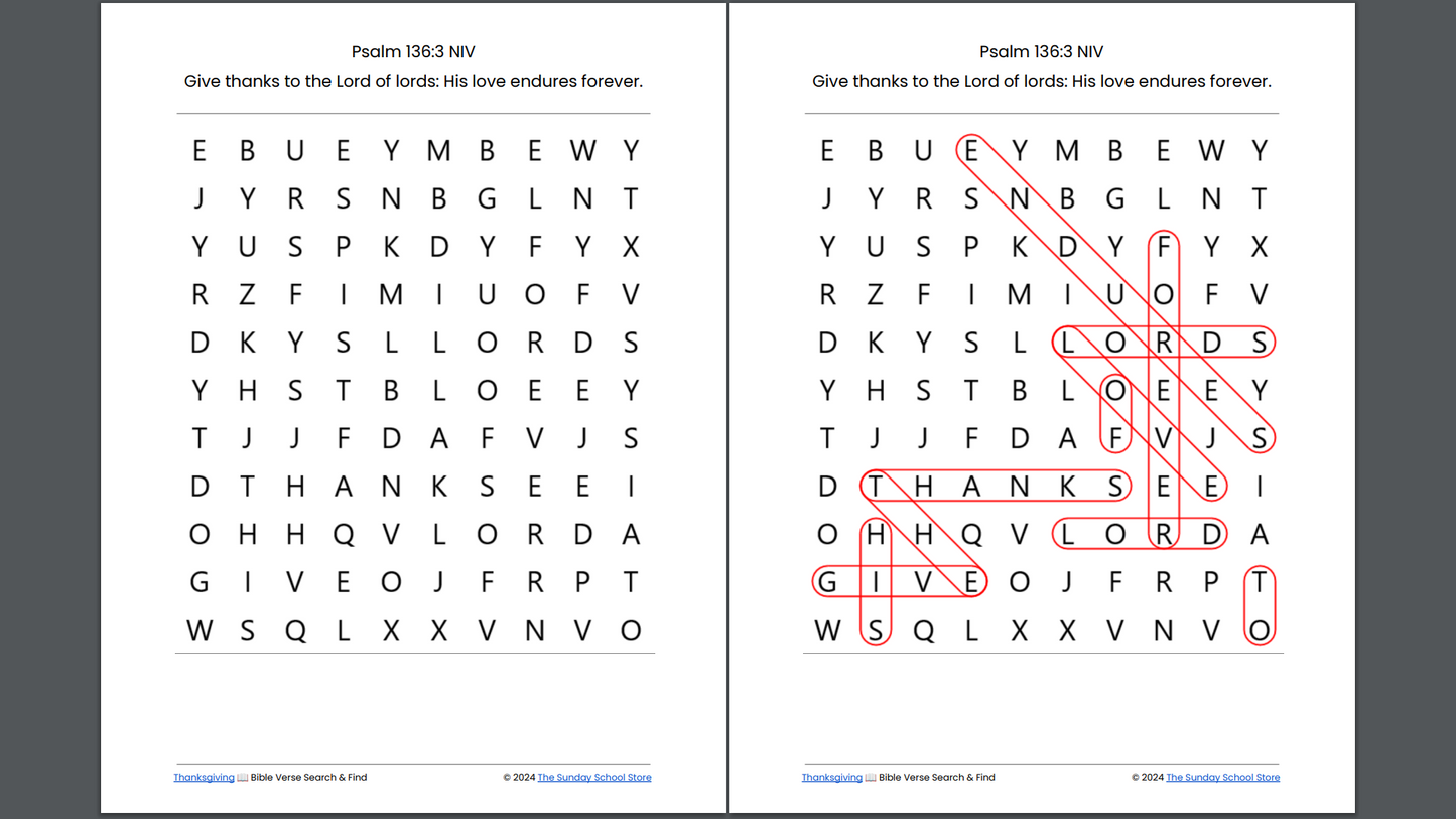 10 Free Thanksgiving 🦃 Bible Word Search Puzzles [PDF Printable Download]