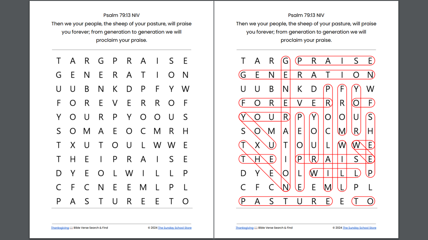 10 Free Thanksgiving 🦃 Bible Word Search Puzzles [PDF Printable Download]