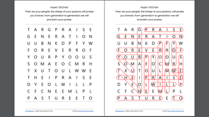 10 Free Thanksgiving 🦃 Bible Word Search Puzzles [PDF Printable Download]