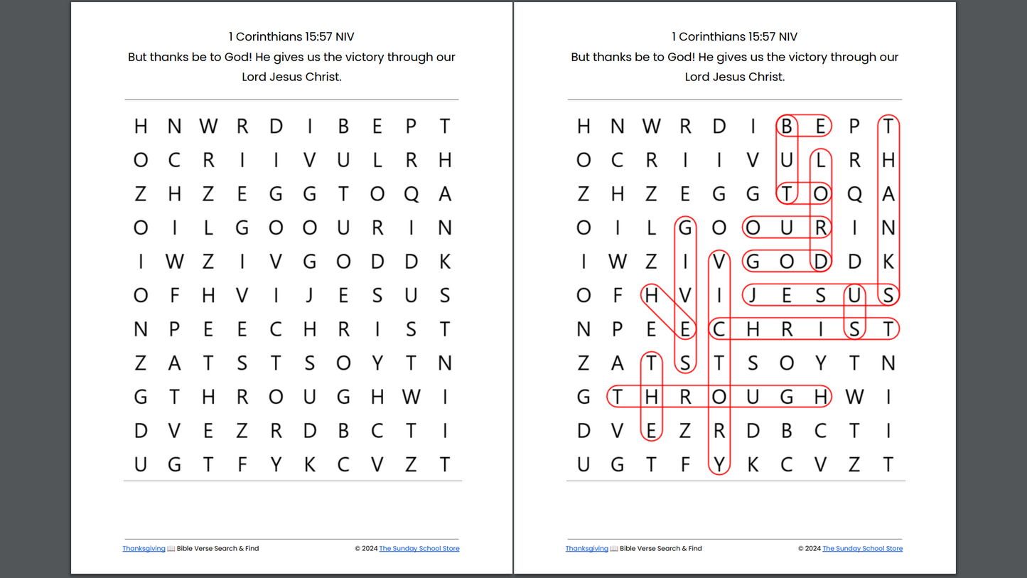 10 Free Thanksgiving 🦃 Bible Word Search Puzzles [PDF Printable Download]