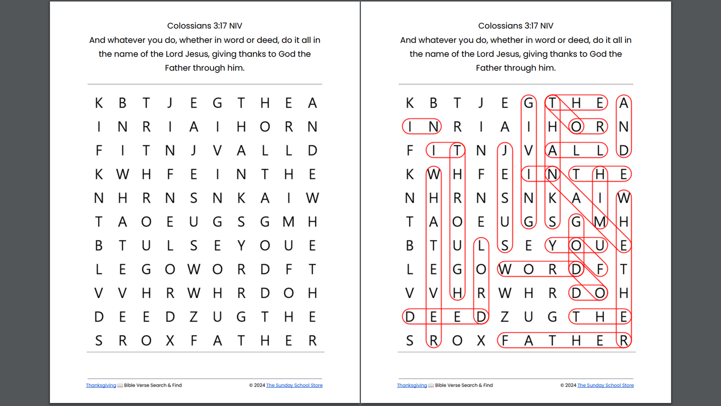 10 Free Thanksgiving 🦃 Bible Word Search Puzzles [PDF Printable Download]