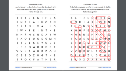 10 Free Thanksgiving 🦃 Bible Word Search Puzzles [PDF Printable Download]