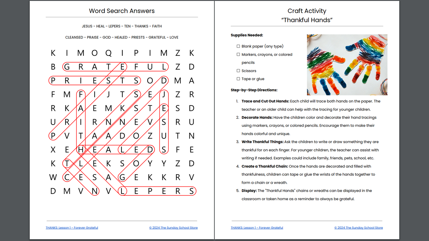 Jesus Heals Ten Lepers (Luke 17:11-19) Free Sunday School Lesson on Gratitude