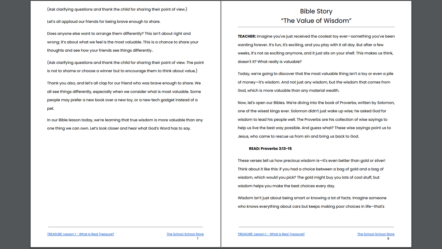 [2024 Update] Treasure: 3-Lesson Sunday School Curriculum for Children's Ministry
