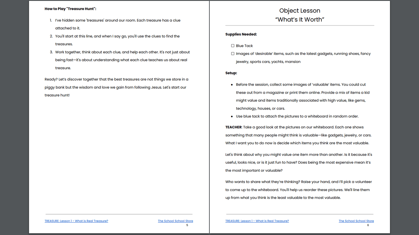 [2024 Update] Treasure: 3-Lesson Sunday School Curriculum for Children's Ministry