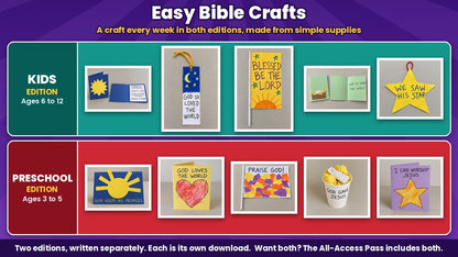 Advent for Kids finished craft photos for all 5 weeks, Kids edition (ages 6 to 12) and Preschool edition (ages 3 to 5)