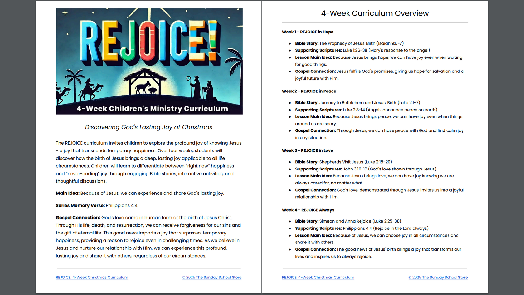 REJOICE 4-Week Christmas Curriculum – Sunday School Store