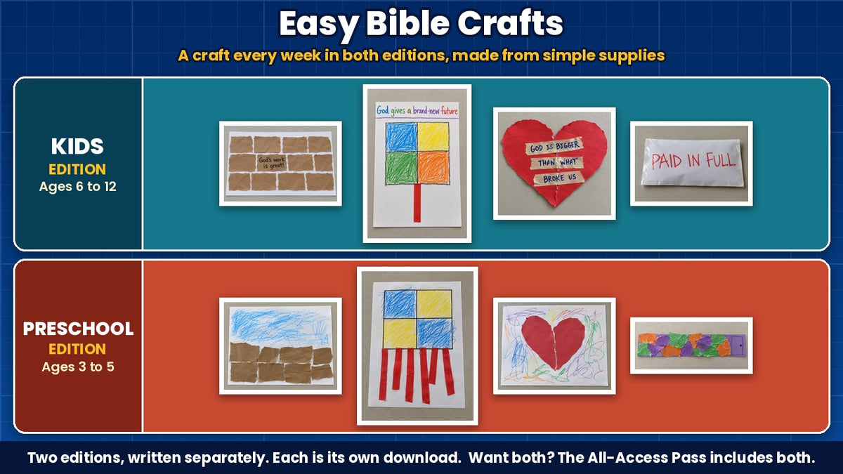 Fixer Upper finished craft photos for all 4 weeks, Kids edition (ages 6 to 12) and Preschool edition (ages 3 to 5)