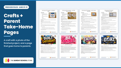 Craft pages and parent take-home pages from the free Kids Sunday school lessons