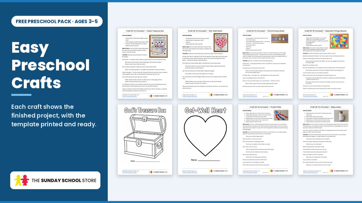 Easy preschool Bible crafts with printable templates, from the free preschool Sunday school lessons